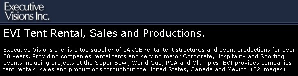 Executive Visions Inc. Tent Rentals