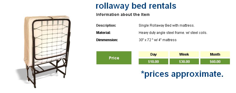 Rollaway Bed Rentals photos. Vendor id# 1